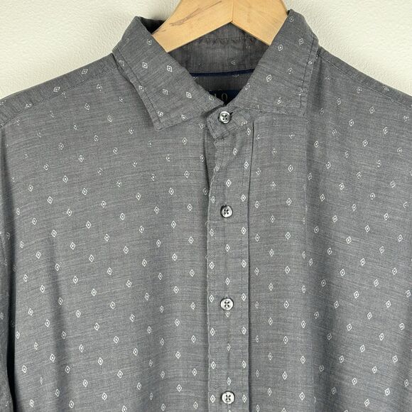 Polo Ralph Lauren Button Up Geometric Print Shirt Size Large Tall Grey - Picture 2 of 6